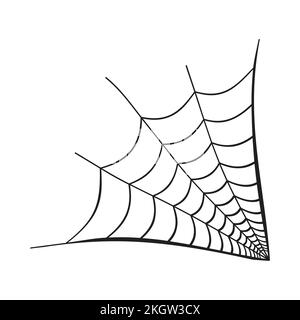 Gruseliges schwarzes Spinnennetz-Vektordesign. Halloween-Motiv mit schwarzem Spinnennetz. Altes, gruseliges Spinnennetz in Schwarz. Stock Vektor