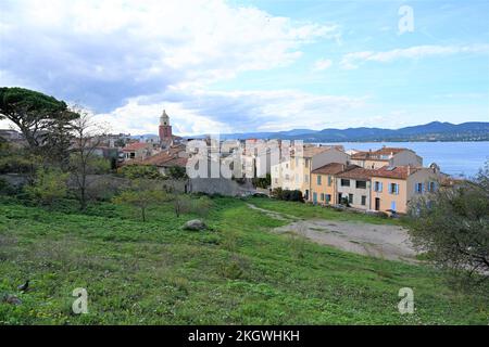 Blick vom Hügel über Saint-Tropez Stockfoto