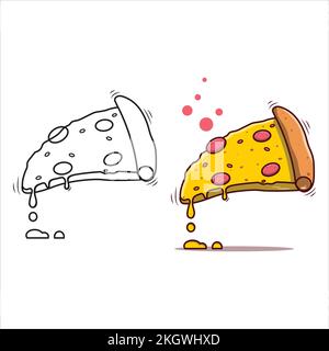 Pizza-Malbuch-Vektordesign. Malbuch für Kinder. Zeichenbuchseiten-Illustrationen für Kinder. Pizzalehefte als Illustrationsdesign. Deliciou Stock Vektor