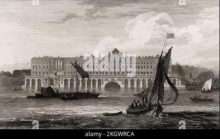 Somerset House, aus der Themse, Westminster, London, Großbritannien Stockfoto