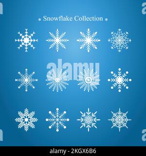 Snowflake Vector Design Kollektion. Süßer Winter-Schneeflockenvektor. Dekorative Elemente für den Winter. Weihnachtsdekoration. Stock Vektor