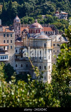 Berg Athos, bulgarischer Heiliger Georg, Zograf-Kloster, Halbinsel Chalkidiki, Balkan, Griechenland Stockfoto