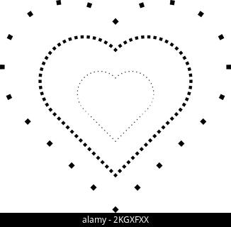 Herzform-Symbol, gestrichelte und gepunktete Bruchlinie für Vorschulkinder, Kindergärten und Montessori-Kinder beim Vorschreiben, Zeichnen und Schneiden von Prac Stock Vektor