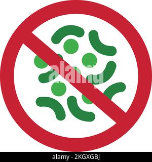 Symbol „keimfrei“. Rot kein Krankheitszeichen Stock Vektor