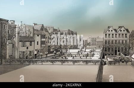 New Palace Yard aus dem Garden of Lindsay House, Westminster; London; England, 1807 Stockfoto