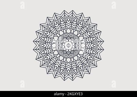 Schwarz-weißer Mandala-Vektor. Ziermandala-Hintergrund mit schwarz-weißem Muster. Dekoratives Mandalamuster im arabischen Stil. Dekoration in Schwarz Stock Vektor