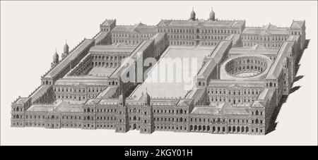Die Charing Cross-Seite des Old Whitehall Palace, Westminster, London, England, 1749 Stockfoto