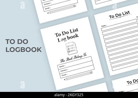 To-do-Aufgabenprotokoll. KDP-Innenraum-To-do-Liste-Logbuch. Aufgabenliste Logbuch und Task-Tracker. Aufgabenplaner-Notizbuch. Grafikvektor der Aufgabenliste. Aufgabenliste Stock Vektor
