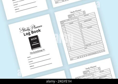 Notizbuchvorlage für KDP-Innenraumplaner. Tägliche Routineplaner und Aufgabenverfolgung für Schüler. KDP-Innennotizbuch. Täglicher Studienplaner Jou Stock Vektor