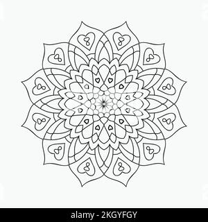 Mandala-Strichgrafiken zum Ausmalen von Seiten. Dekoration im Mandala-Stil im arabischen Stil. Traditionelles arabisches Mandalamuster zum Ausmalen von Seiten. Blumenmandala Stock Vektor