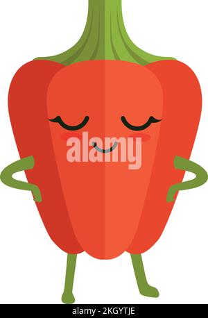 Lustiges Paprika-Maskottchen. Cartoon Kawaii-Figur Stock Vektor