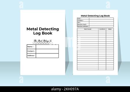 KDP-Innennotizbuch mit Metallerkennung. Informationen zum Ausheben antiker Gegenstände und Vorlage zur Ortung. Das KDP-Innenjournal. Metalldetektoren Stock Vektor