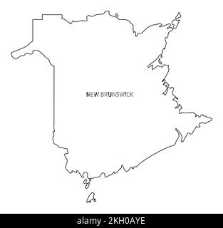 New Brunswick, Kanada. Umrisskarte isoliert auf weißem Hintergrund. Stock Vektor
