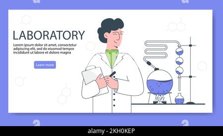 Webbanner oder Landing-Page für Laborforschung. Stock Vektor