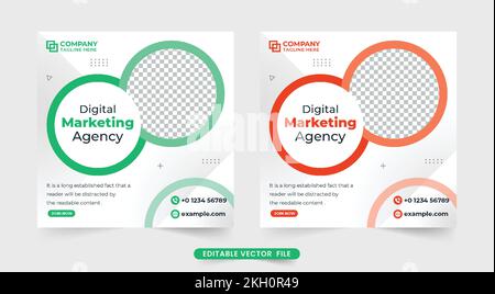 Posterdesign für digitales Unternehmensmarketing mit abstrakten Formen. Marketingagentur postet Vektor für Werbung in sozialen Medien. Modernes soziales Ich Stock Vektor
