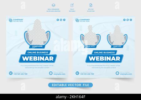 Webinar-Design für das digitale Marketing. Kreativer Webinar-Vektor für Unternehmenspräsentationen. Modernes Business Seminar Webinar soc Stock Vektor