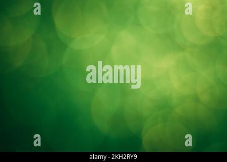 Unscharfes grünes Bokeh beleuchtet den Hintergrund. Natürliche Farben. Stockfoto