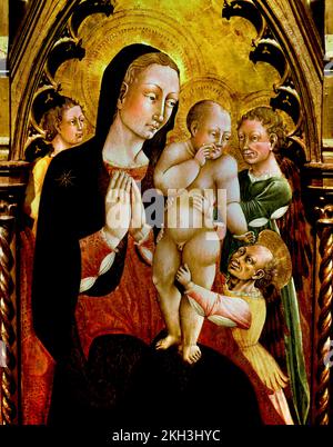 Madonna und Kind umgeben von Engeln und Heiligen Giacomo del Pisano | Maler aus dem 1465. Jahrhundert | 15.. Jahrhundert, Museum, Luxemburg, Stockfoto