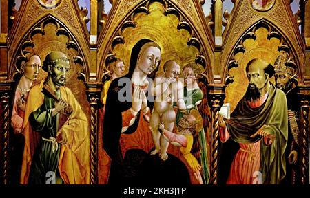 Madonna und Kind umgeben von Engeln und Heiligen Giacomo del Pisano | Maler aus dem 1465. Jahrhundert | 15.. Jahrhundert, Museum, Luxemburg, Stockfoto