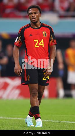 Al-Rayyan, Katar. 23.. November 2022. Lois Openda aus Belgien während des Spiels der FIFA-Weltmeisterschaft 2022 im Ahmad bin Ali Stadium, Al Rayyan. Der Bildausdruck sollte lauten: David Klein/Sportimage Credit: Sportimage/Alamy Live News Stockfoto