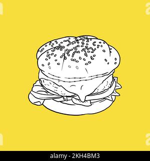 Hamburger Icon, Drawing, Sketch und Vintage Style. Stock Vektor