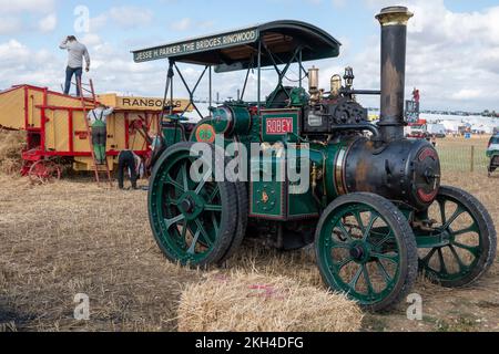 Tarrant Hinton.Dorset.Vereinigtes Königreich.August 25. 2022.Ein restaurierter Robey und Co-Zugmotor aus dem Jahr 1924 ist auf der Great Dorset Steam Fair zu sehen Stockfoto