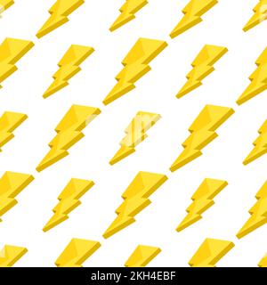 Ein Satz gelber Blitzsymbole, isoliert auf weißem Hintergrund Stock Vektor