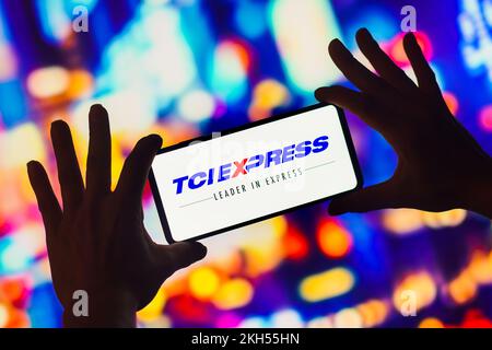 Brasilien. 23.. November 2022. In dieser Abbildung wird das TCI Express-Logo auf einem Smartphone-Bildschirm angezeigt. (Foto: Rafael Henrique/SOPA Images/Sipa USA) Guthaben: SIPA USA/Alamy Live News Stockfoto