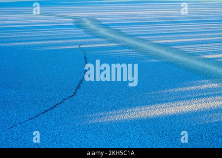 Eis- und Frostmuster am Kelly Lake, Greater Sudbury, Ontario, Kanada Stockfoto