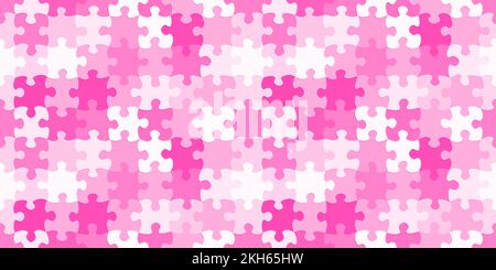 Baby Pink spielerisch Puzzle Spiel nahtlose Hintergrundstruktur. Süßes Kind hotpink abstraktes Girly Girl Barbiecore Modetrends Hintergrund. Das Zimmer des Jungen Stockfoto