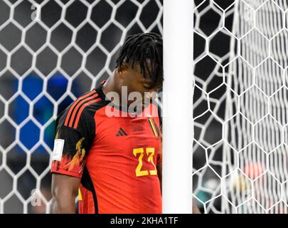 DOHA (KATAR), 11. Oktober 23/2022 – WORLD CUP/BELGIEN X CANADA Match zwischen den Auswahlen Belgiens und Kanadas für die erste Phase der Katar/FIFA-Weltmeisterschaft, die diesen Mittwoch bis Freitag (23) im Ahmad bin Al Stadium in Doha stattfindet. Foto: Andre Ricardo/AG. Framing (Batshuayi) (Andre Ricardo/Enquadrar/SPP) Kredit: SPP Sport Press Photo. Alamy Live News Stockfoto