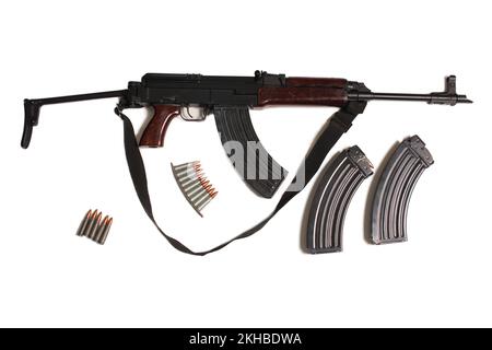 Tschechisches Militär-Sturmgewehr vz 58 isoliert auf Weiß Stockfoto