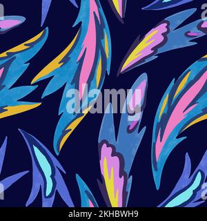 Psychedelisch ornamentales Muster. Aquarell handgezeichnete Textur mit floralen und botanisch verzierten Formen und Motiven. Stock Vektor