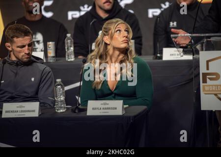 23. November 2022, New York, NY, New York, NY, Vereinigte Staaten: NEW YORK, NY - NOVEMBER 23: Kayla Harrison auf der PFL Grand Final Pressekonferenz 2022 im New Yorker Hotel in NYC. 23. November 2022 in New York, NY, USA. (Kreditbild: © Matt Davies/PX Imagens über ZUMA Press Wire) Stockfoto