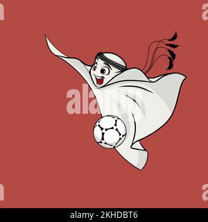 Lade La'eeb-Vektorbilddatei herunter. Offizielles Maskottchen für die Katar Fußball-Weltmeisterschaft 2022 Glückssymbol ohne Text-isolierten PNG-Download Stockfoto