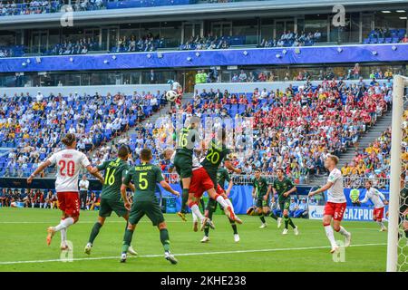 Samara, Russland – 21. Juni 2018. Szene aus dem FIFA-Weltmeisterschaftsspiel 2018 Dänemark gegen Australien (1-1). Stockfoto