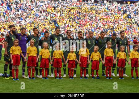 Samara, Russland – 21. Juni 2018. Australische Nationalmannschaft vor der FIFA-Weltmeisterschaft 2018 Dänemark gegen Australien (1-1) Stockfoto