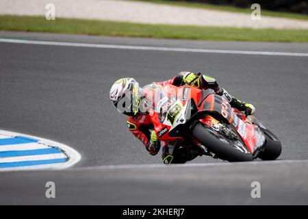 Phillip Island, Australien, 19. November 2022. Alvaro BAUTISTA von Spanien auf dem Rennen Aruba.it - Ducati Ducati Panigale V4R während der FIM Superbike-Weltmeisterschaft 2022 auf Phillip Island, Australien. Kredit: Dave Hewison/Alamy Live News Stockfoto