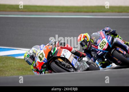 Phillip Island, Australien, 19. November 2022. Axel Bassani aus Italien auf dem Motocorsa Racing Ducati während der FIM-Superbike-Weltmeisterschaft 2022 auf Phillip Island, Australien. Kredit: Dave Hewison/Alamy Live News Stockfoto