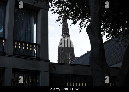 Architektonische Details der St.-Lambert-Kirche (deutsch: St. Lamberti), ein römisch-katholisches Kirchengebäude in Münster (Westfalen) in Deutschland Stockfoto