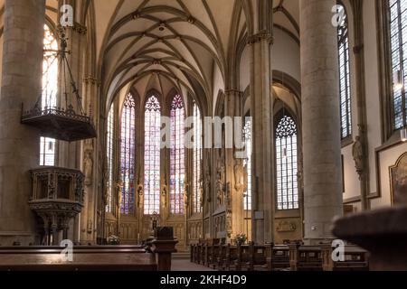 Architektonische Details der St.-Lambert-Kirche (deutsch: St. Lamberti), ein römisch-katholisches Kirchengebäude in Münster (Westfalen) in Deutschland Stockfoto