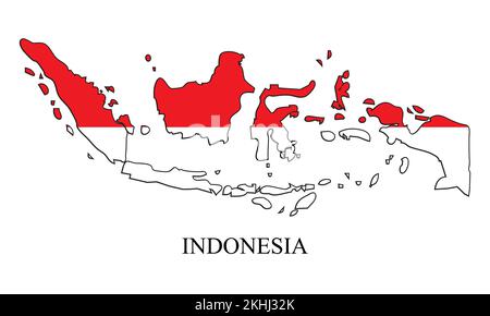 Darstellung des indonesischen Kartenvektors. Weltwirtschaft. Berühmtes Land. Südostasien Stock Vektor