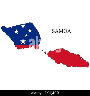 Samoa-Kartenvektordarstellung. Weltwirtschaft. Berühmtes Land. Ozeanien. Polynesien Island Stock Vektor