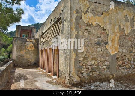 Verlorener Platz in Eleousa. Dorf auf der griechischen Insel Rhodos. Stockfoto