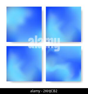 Legen Sie die quadratische Post-Vorlage für soziale Medien mit Himmelsverläufen fest. Hübsches, modernes Art Square Cover Design. Vorlagensammlung für verschwommenes blaues verlaufendes Layout. Fertig Stock Vektor