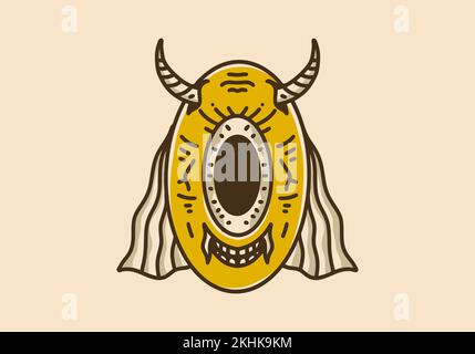 Vintage-Kunst-Design eines Geistes mit einem großen Auge Stock Vektor