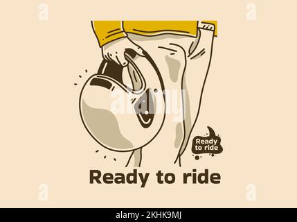 Vintage-Kunstdesign eines Mannes mit einem Integralhelm Stock Vektor