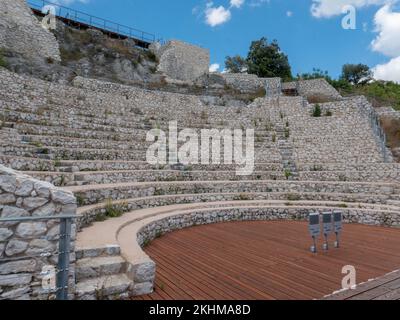 Archäologisches Theater Tempelkomplex von Pietravairano, Kampanien, Italien Stockfoto