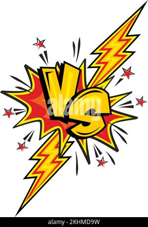 VS Comics Lightning Boom-Rahmen. Gegen Comic-Duell, Kampf-Herausforderung und Kampf-Konfrontation Logo. Vektorkonflikt-Cartoon-Symbol auf Transponder Stock Vektor