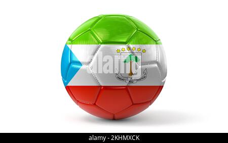 Äquatorialguinea - Nationalflagge auf dem Fußball - Abbildung 3D Stockfoto
